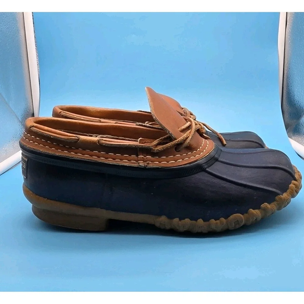LL BEAN Womens Size 7 M Blue Bean Boots Low Duck Boot Hunting Shoes Rain